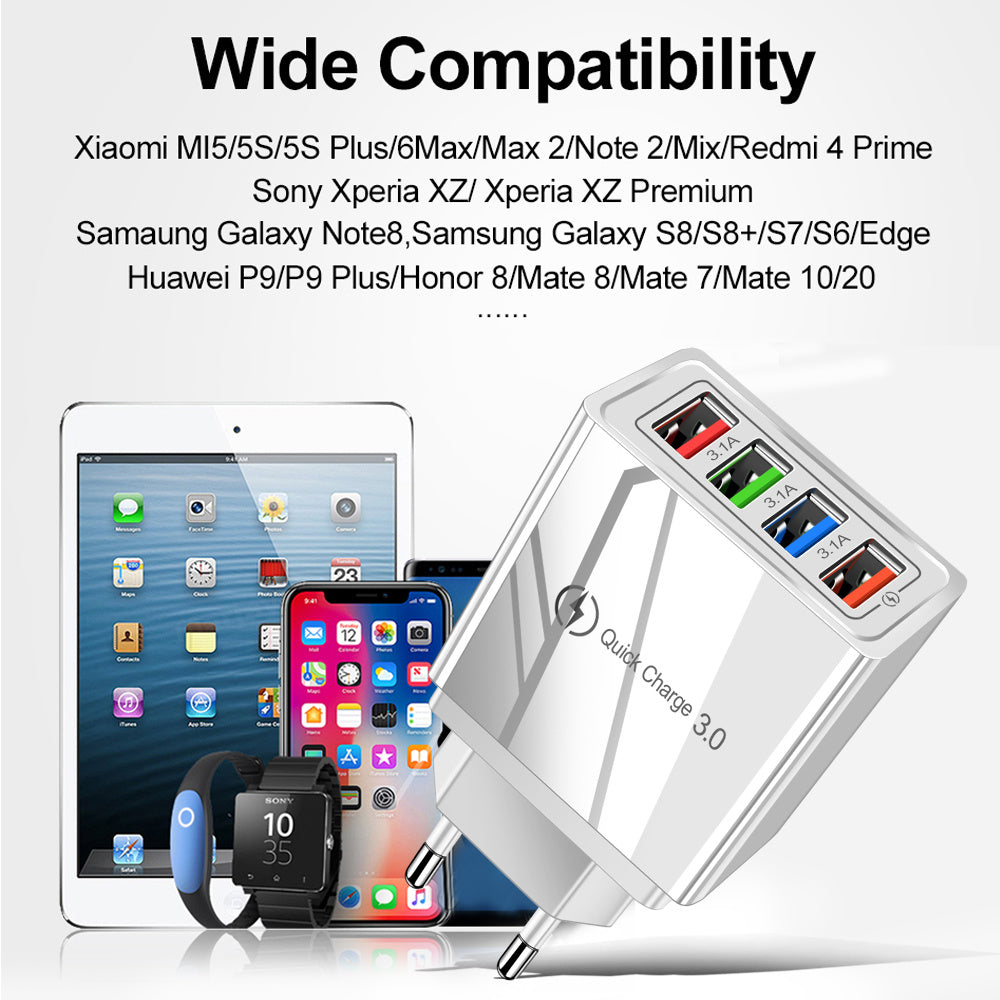 USB Charger Quick Charge 3.0 4 Phone Adapter